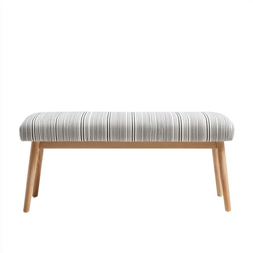Banco de entrada - madera - tapizado - 115x38x45 cm - blanco-negro - diseño nórdico-Havenupbay