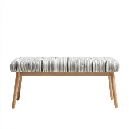 Banco de entrada - madera - tapizado - 115x38x45 cm - blanco-negro - diseño nórdico-Havenupbay