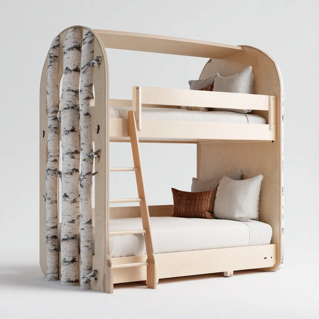 Literas - madera - 205x104x190 cm - beige-blanco - diseño nórdico con escalera lateral-Havenupbay