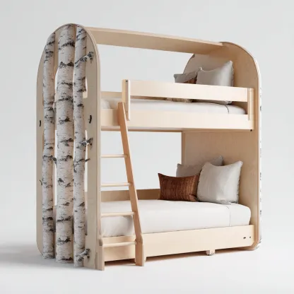 Literas - madera - 205x104x190 cm - beige-blanco - diseño nórdico con escalera lateral-Havenupbay