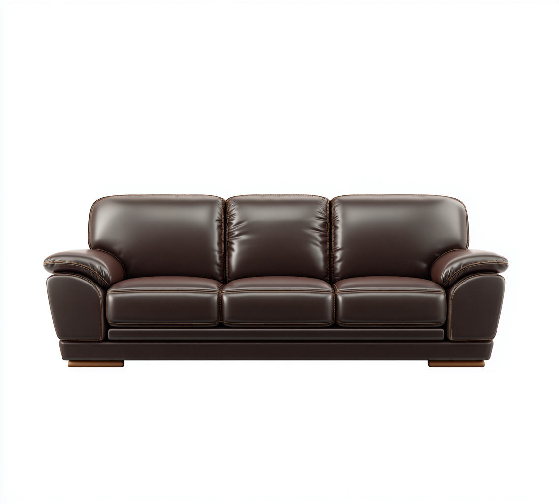 Sofás de 3 plazas - piel sintética - 225x95x90 cm - marrón oscuro - estilo clásico-Havenupbay