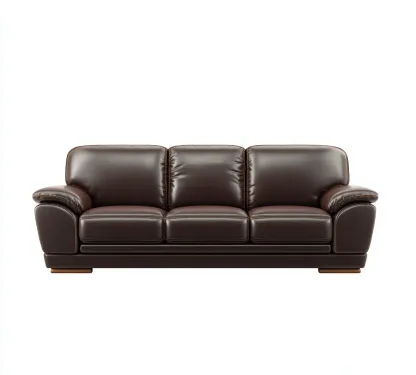 Sofás de 3 plazas - piel sintética - 225x95x90 cm - marrón oscuro - estilo clásico-Havenupbay