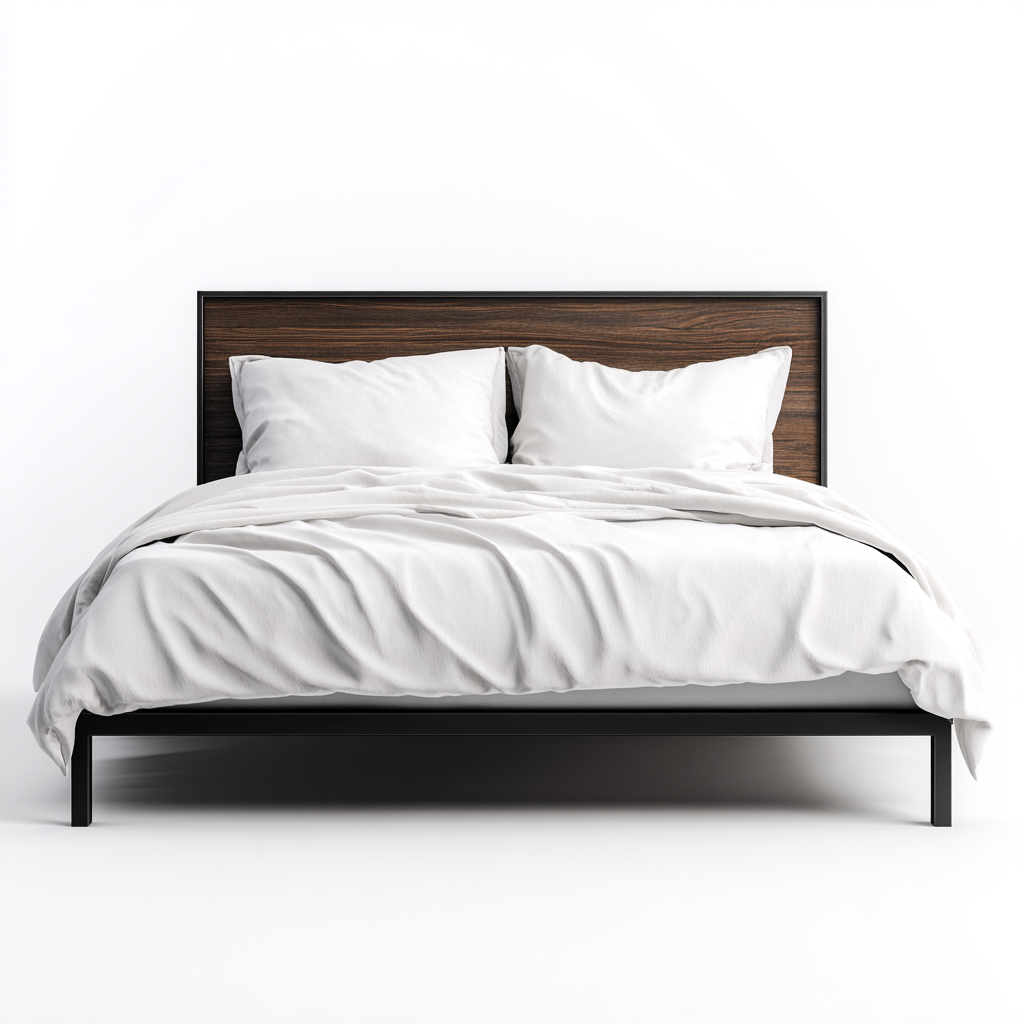 Camas matrimoniales-madera-metal-205x165x98 cm-negro-marrón-diseño moderno-Havenupbay