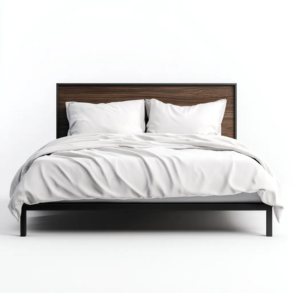 Camas matrimoniales-madera-metal-205x165x98 cm-negro-marrón-diseño moderno-Havenupbay