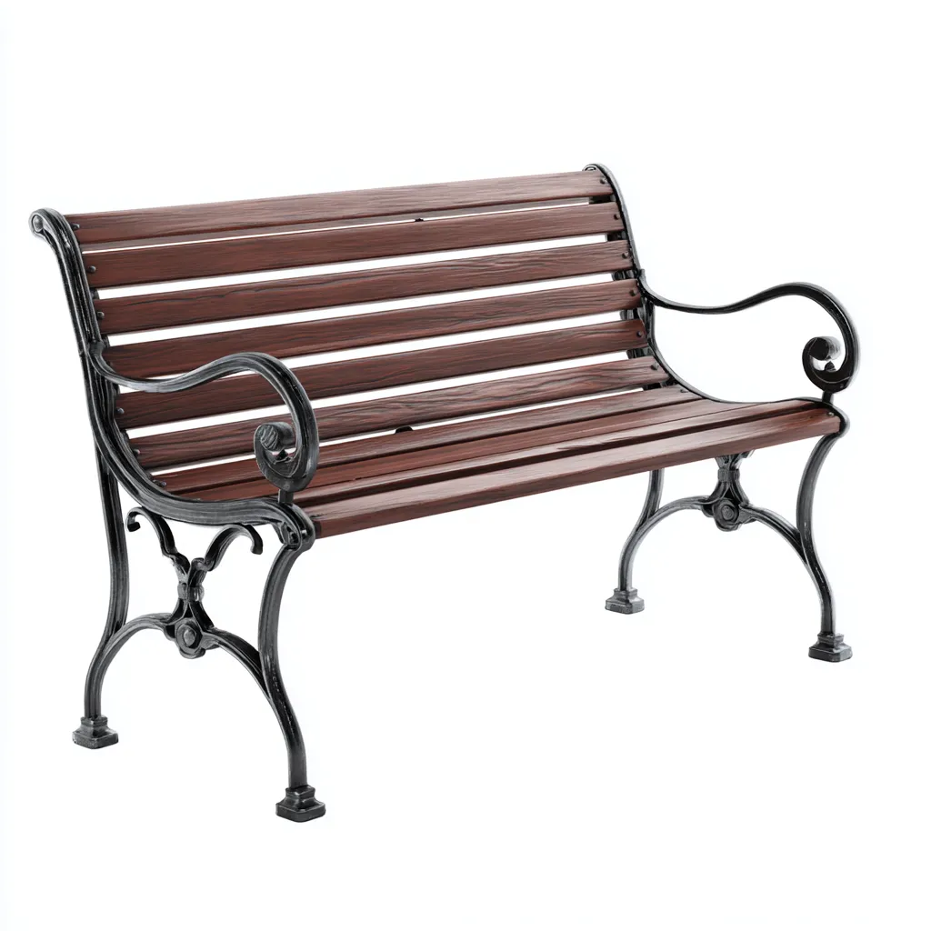Banco de jardín - metal-madera - 132x45x82 cm - marrón madera-negro - estilo clásico-Havenupbay