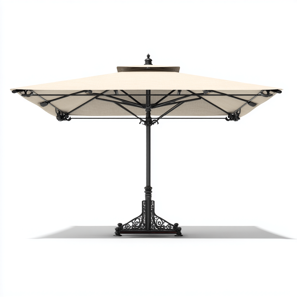 Sombrillas de jardín - poliéster - 310x310x270 cm - beige - estilo clásico con base-Havenupbay