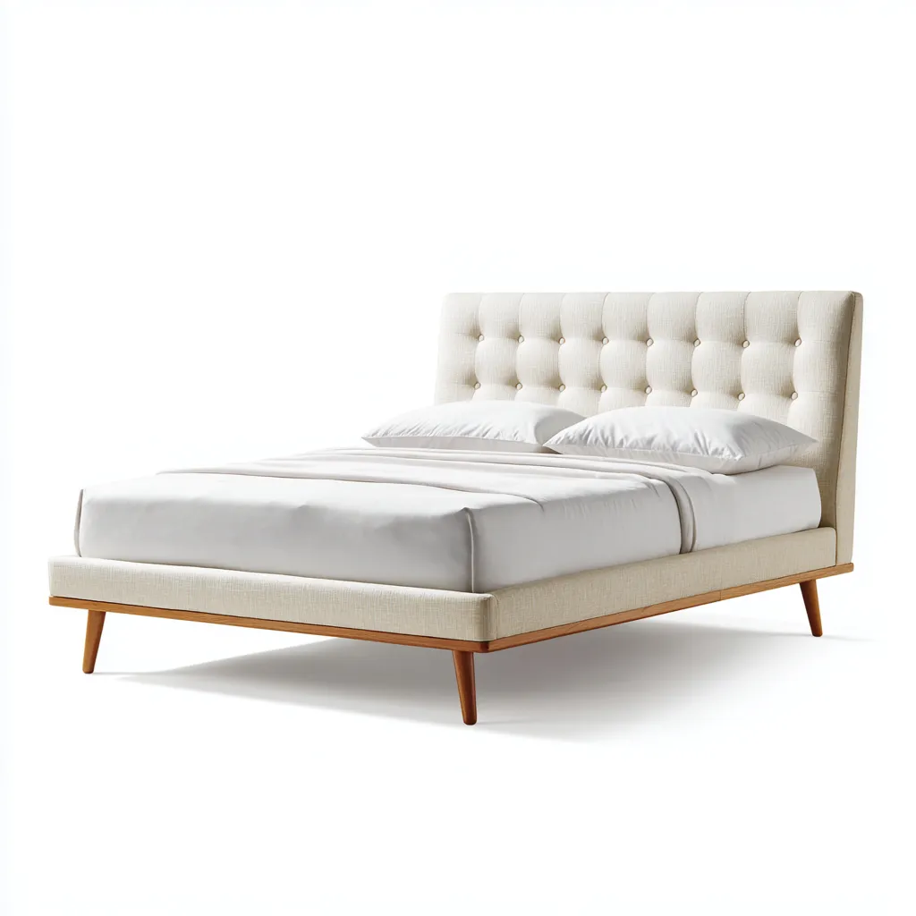 Camas matrimoniales - tapizada en tela - 200x160x115 cm - beige - estilo moderno con cabecero acolchado-Havenupbay