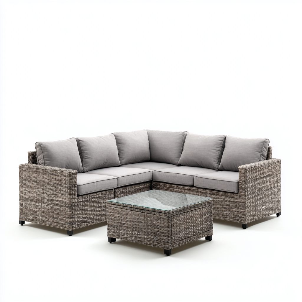 Sofás de jardín - ratán sintético - 230x230x78 cm - gris - diseño moderno-Havenupbay