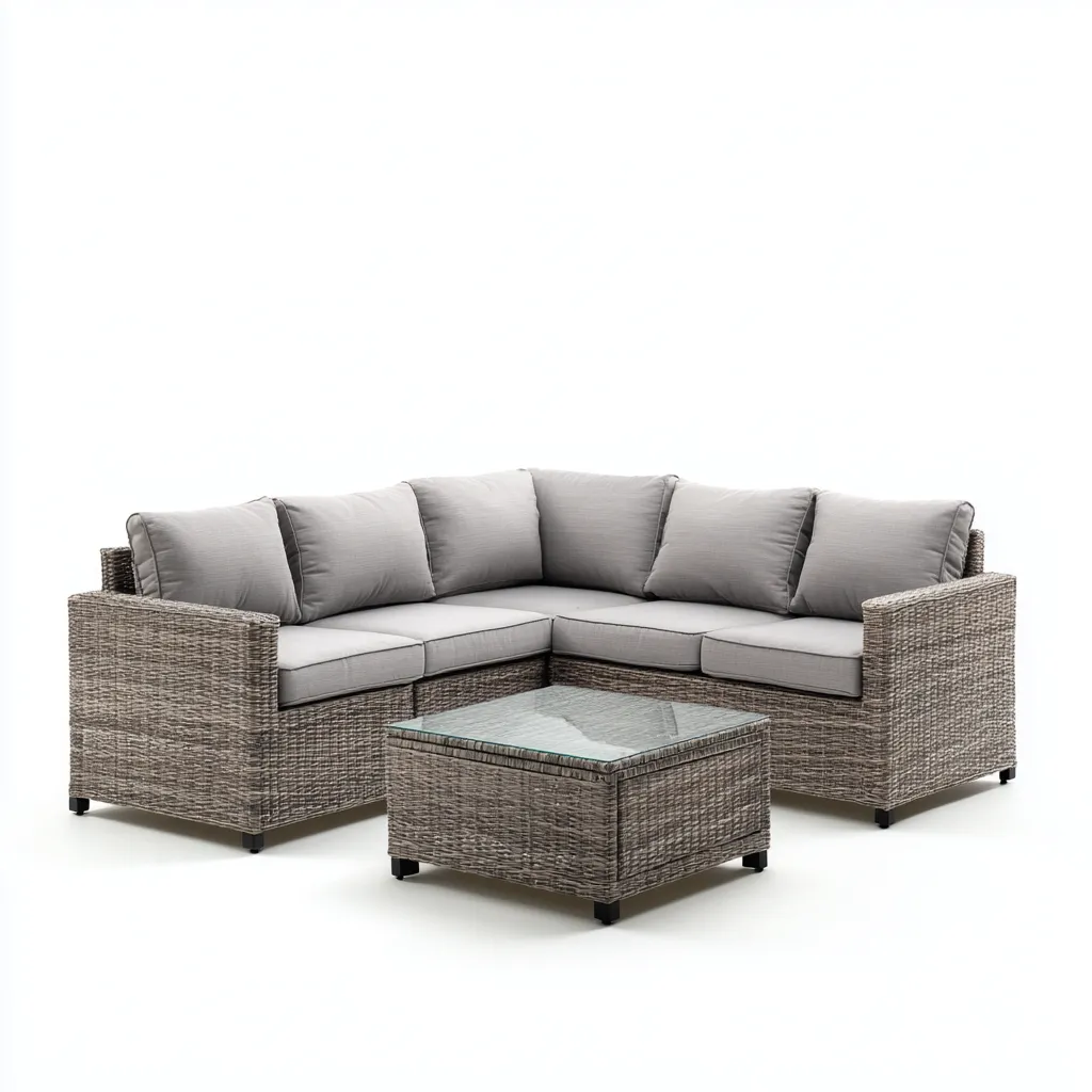 Sofás de jardín - ratán sintético - 230x230x78 cm - gris - diseño moderno-Havenupbay