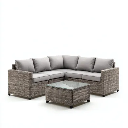 Sofás de jardín - ratán sintético - 230x230x78 cm - gris - diseño moderno-Havenupbay