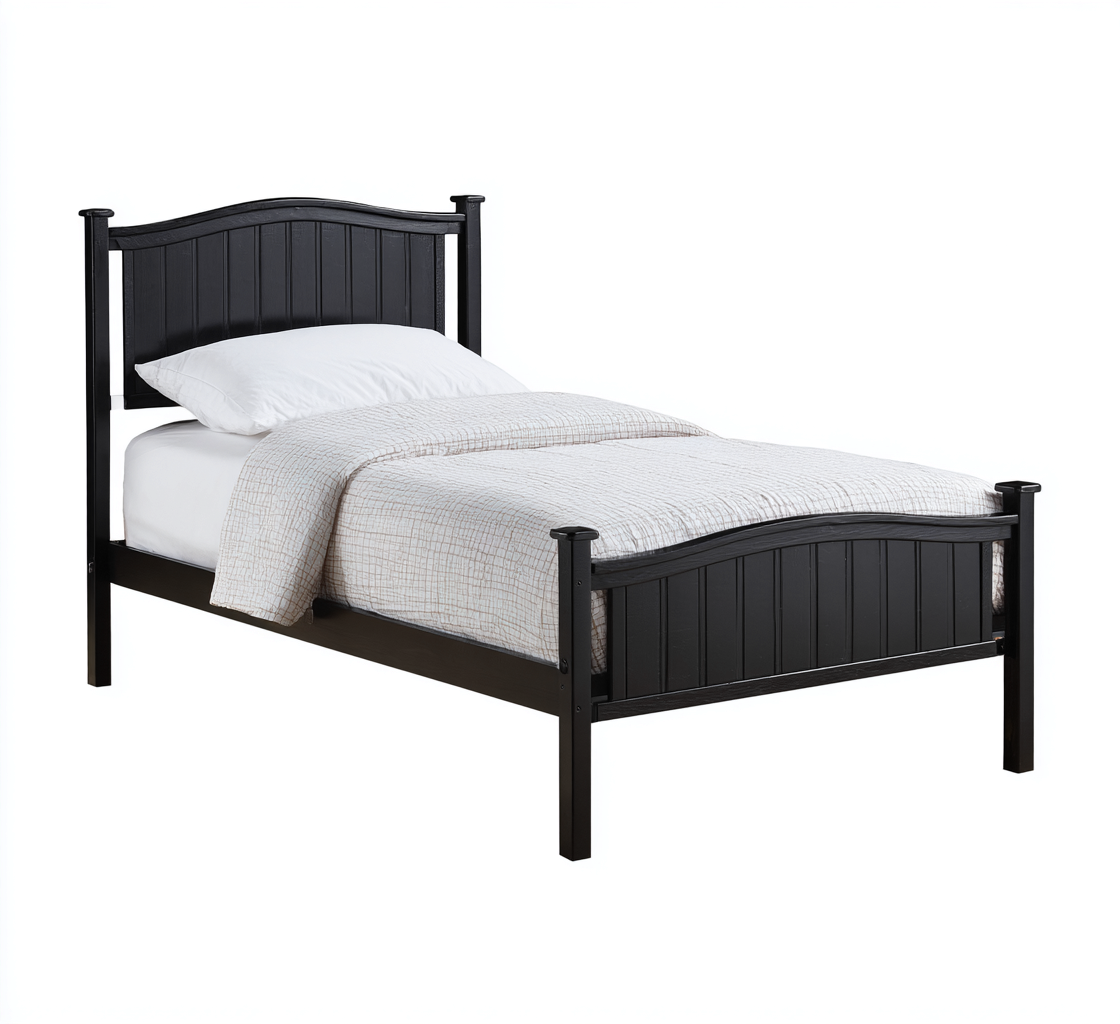 Camas individuales -estructura de madera - 200x100x110 cm - negro - estilo clásico-Havenupbay