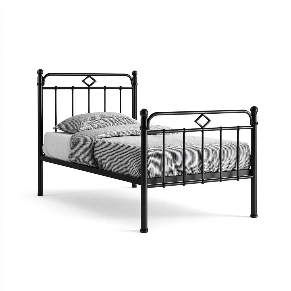 Camas individuales -estructura metálica - 200x100x115 cm - negro - estilo clásico geométrico-Havenupbay