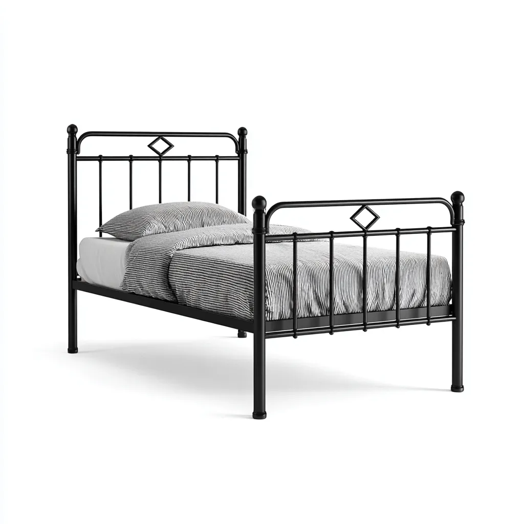 Camas individuales -estructura metálica - 200x100x115 cm - negro - estilo clásico geométrico-Havenupbay