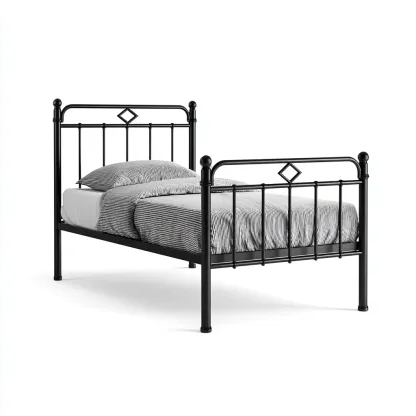 Camas individuales -estructura metálica - 200x100x115 cm - negro - estilo clásico geométrico-Havenupbay