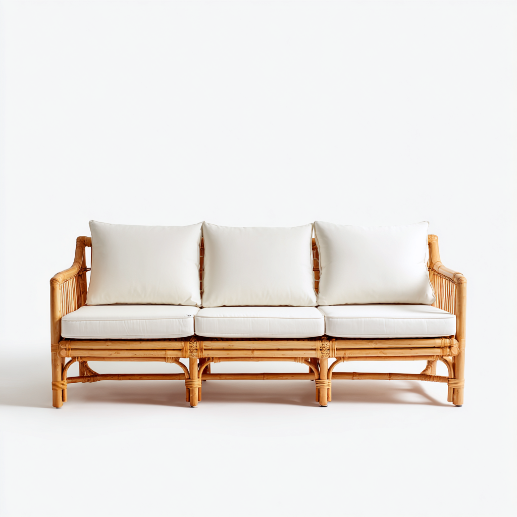 Sofá de jardín - ratán sintético - 195x75x80 cm - marrón-beige - estilo boho natural para terraza y balcón-Havenupbay