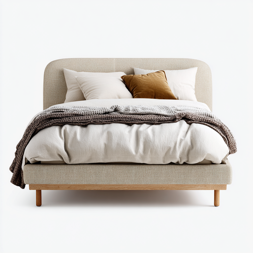 Camas matrimoniales-madera-tela-210x170x110 cm-beige-madera natural-diseño moderno-Havenupbay