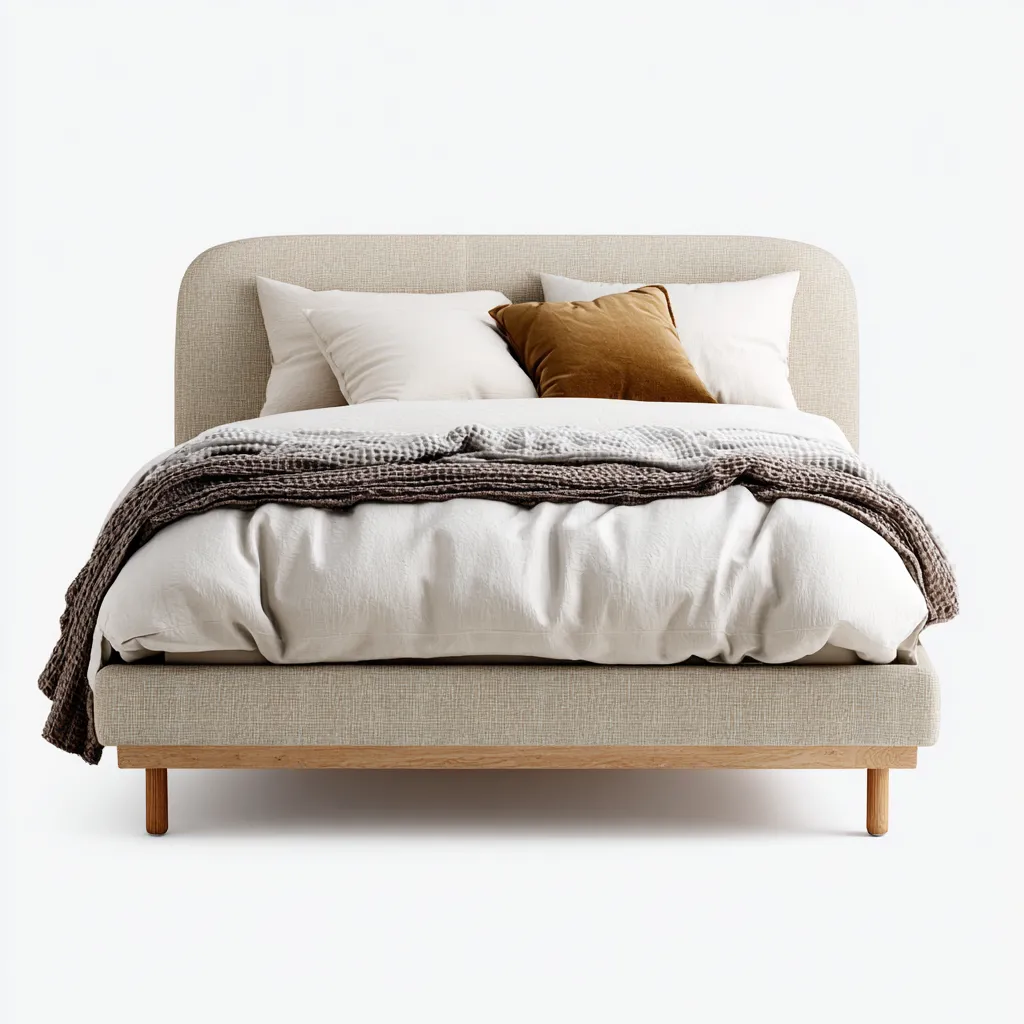 Camas matrimoniales-madera-tela-210x170x110 cm-beige-madera natural-diseño moderno-Havenupbay
