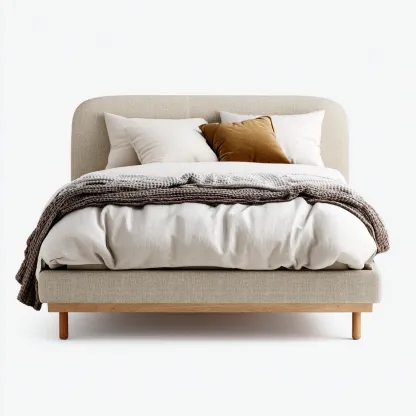 Camas matrimoniales-madera-tela-210x170x110 cm-beige-madera natural-diseño moderno-Havenupbay