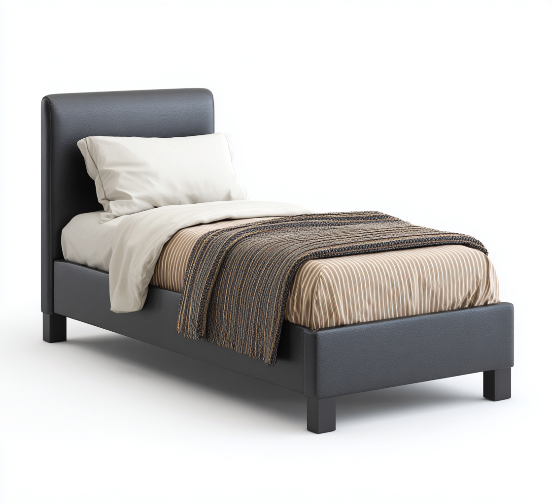 Camas individuales - piel sintética - estructura de madera - 200x100x95 cm - negro - diseño minimalista-Havenupbay