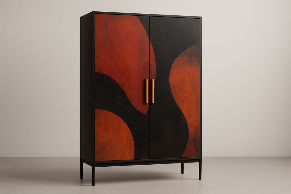 Armadio in legno MDF verniciato con motivi artistici 180 cm x 100 cm x 50 cm