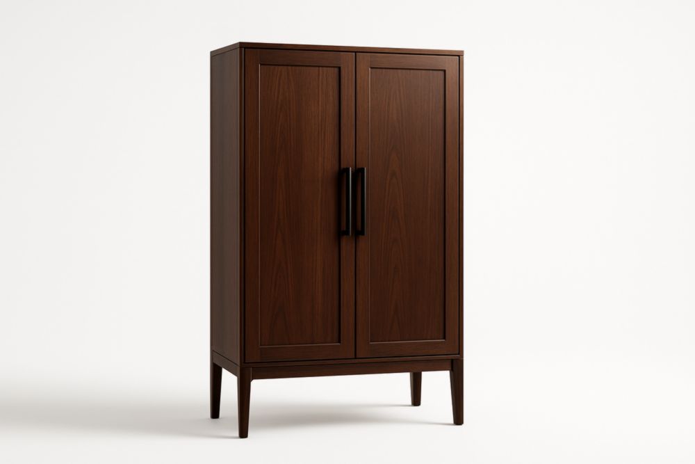 Armadio in Legno Massello con Ante Doppie Marrone