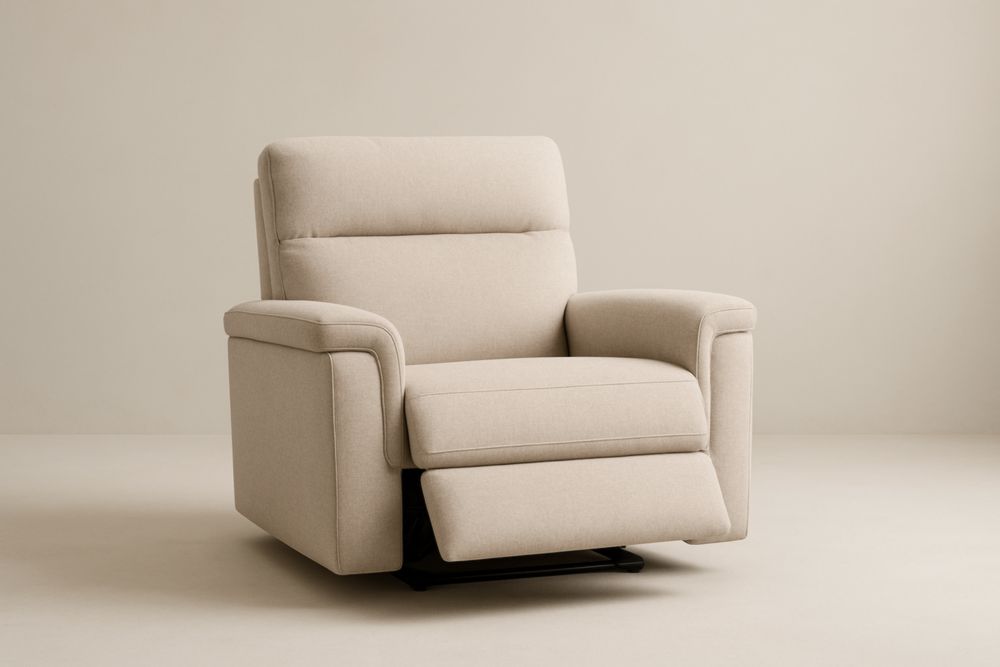Poltrona reclinabile in tessuto beige con sedile regolabile
