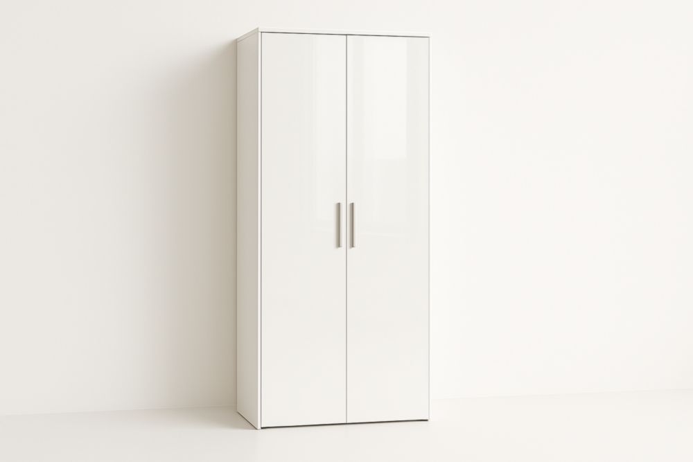 Armadio Bianco a Due Ante in Legno Ingegnerizzato