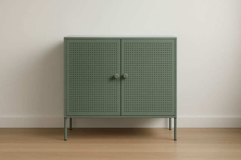 Mobile contenitore in metallo con ante forate 80x35x85 cm