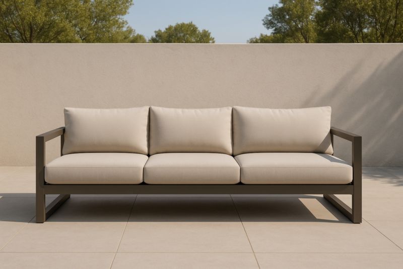 Divano da esterno 3 posti in alluminio e tessuto beige