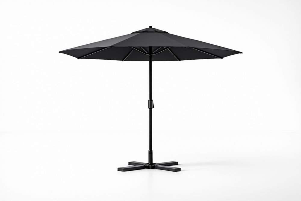 Ombrellone da Giardino Rotondo in Alluminio e Tessuto Nero