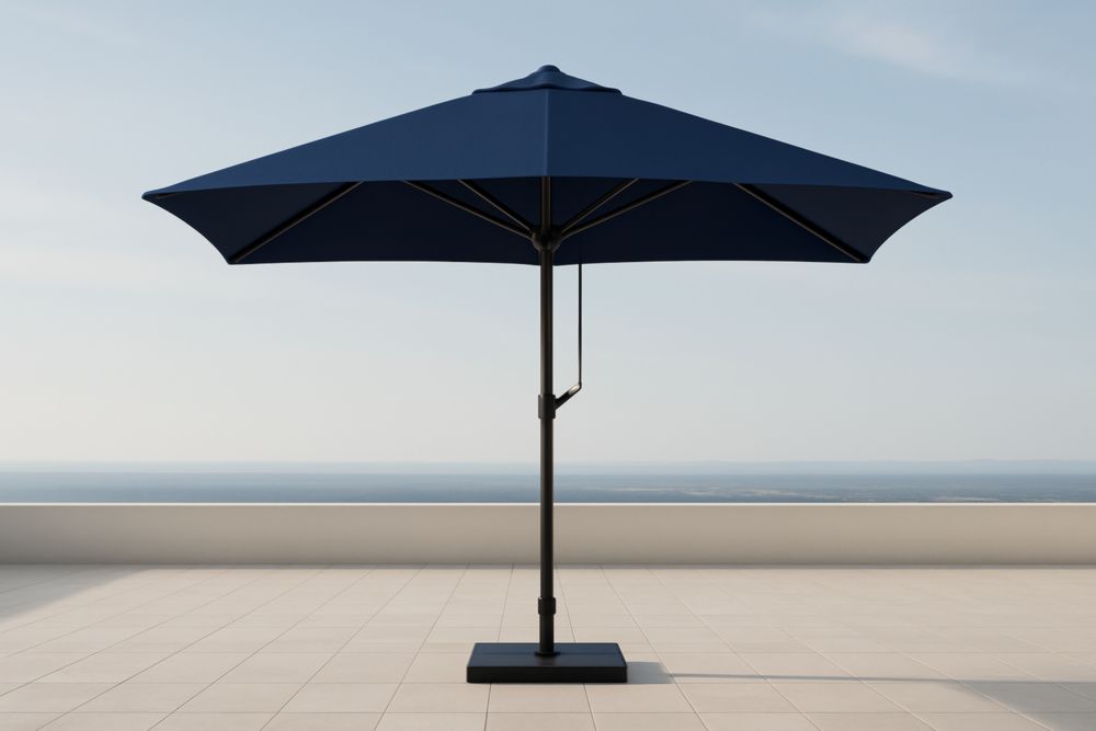 Ombrellone da Esterno Rettangolare Blu in Alluminio e Poliestere