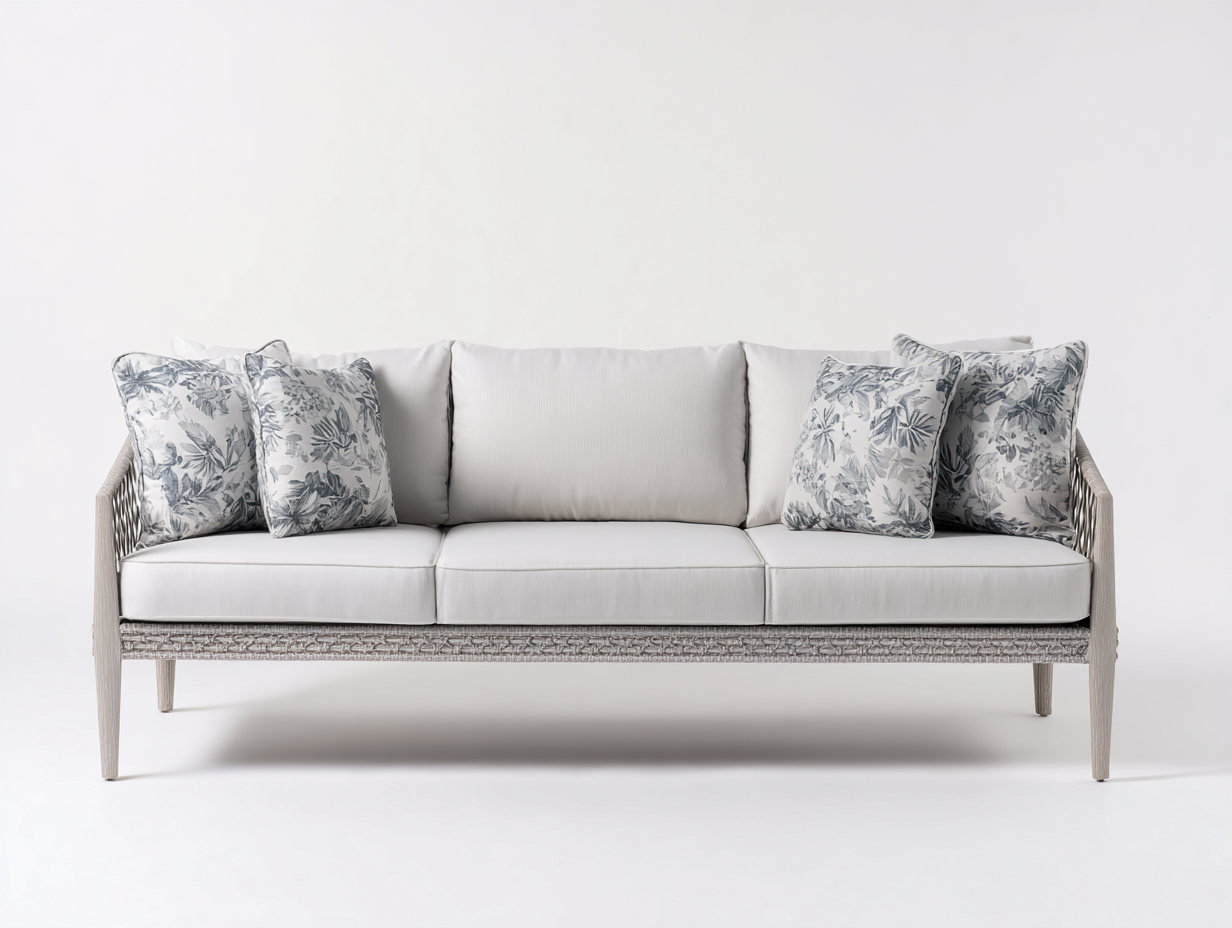 Divano 3 posti in tessuto 228x96x82 cm - grigio chiaro - per soggiorno stile classico moderno