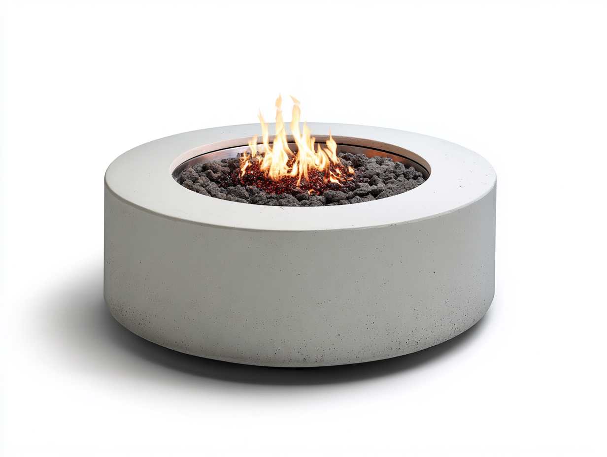 Tavolo braciere da giardino rotondo 130x130x45 cm - bianco - per esterni - focolare centrale