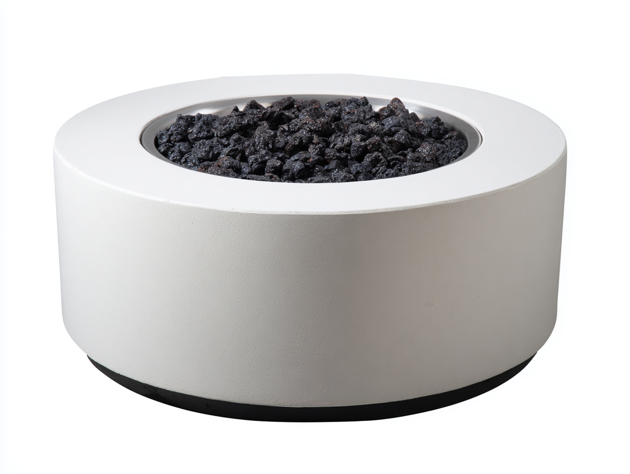 Tavolo braciere da giardino rotondo 115x115x40 cm - bianco - per esterni - focolare centrale