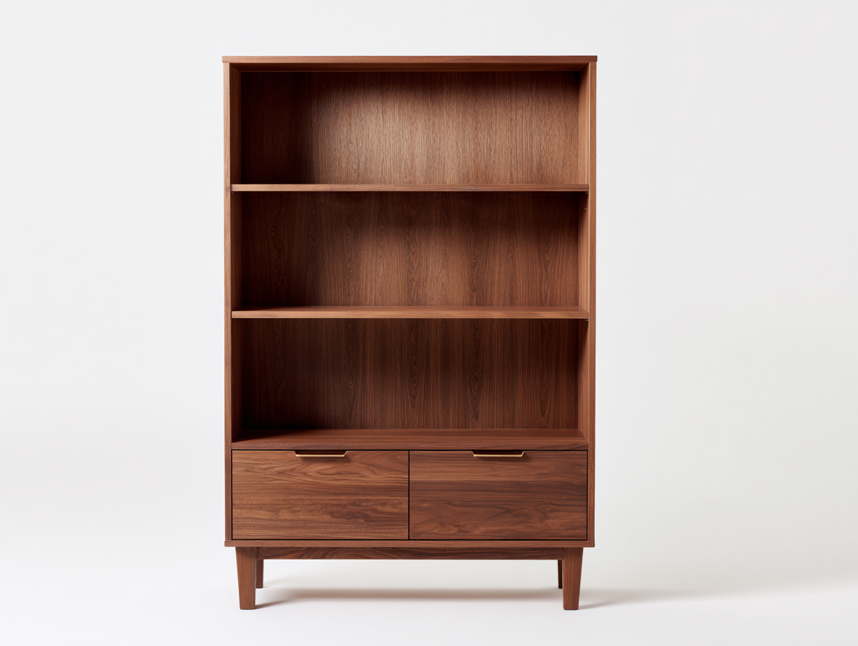 Libreria in legno con 2 cassetti 90x40x180 cm - marrone noce - per soggiorno e studio - stile moderno