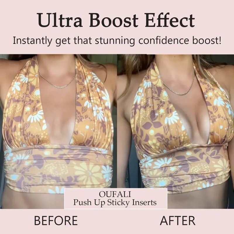 🏆 OUFALI Sticky Inserts --- Large Size Lift Inserts Sticky Bra Lightly Padded for Large Breasts Adhesive Lifting Bras for D+ Cup Reusable