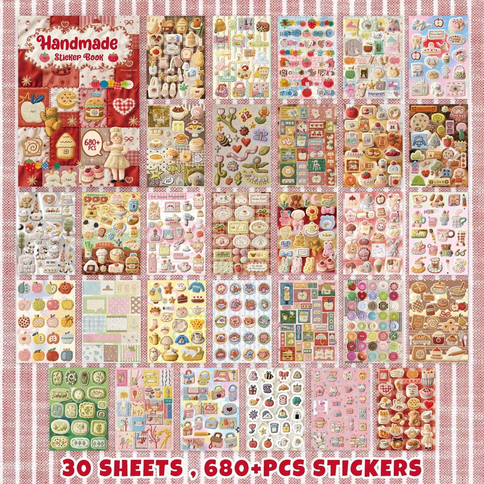 🪡✨680+ Pcs Realistic Faux Embroidery Effect Sticker Book