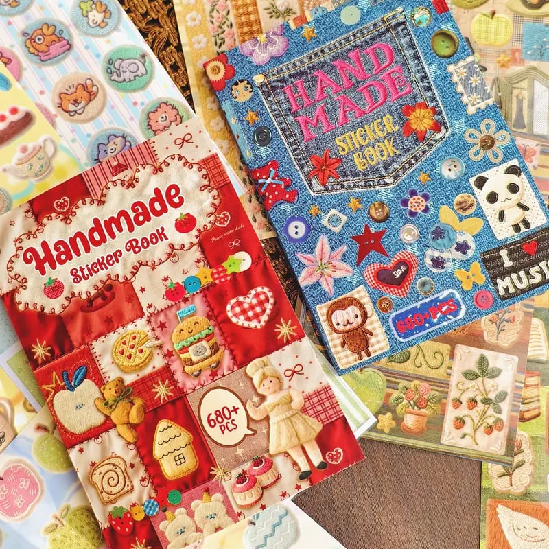 🪡✨680+ Pcs Realistic Faux Embroidery Effect Sticker Book