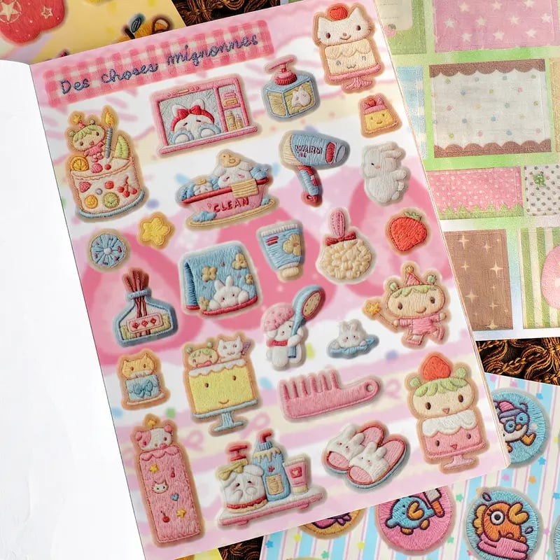 🪡✨680+ Pcs Realistic Faux Embroidery Effect Sticker Book