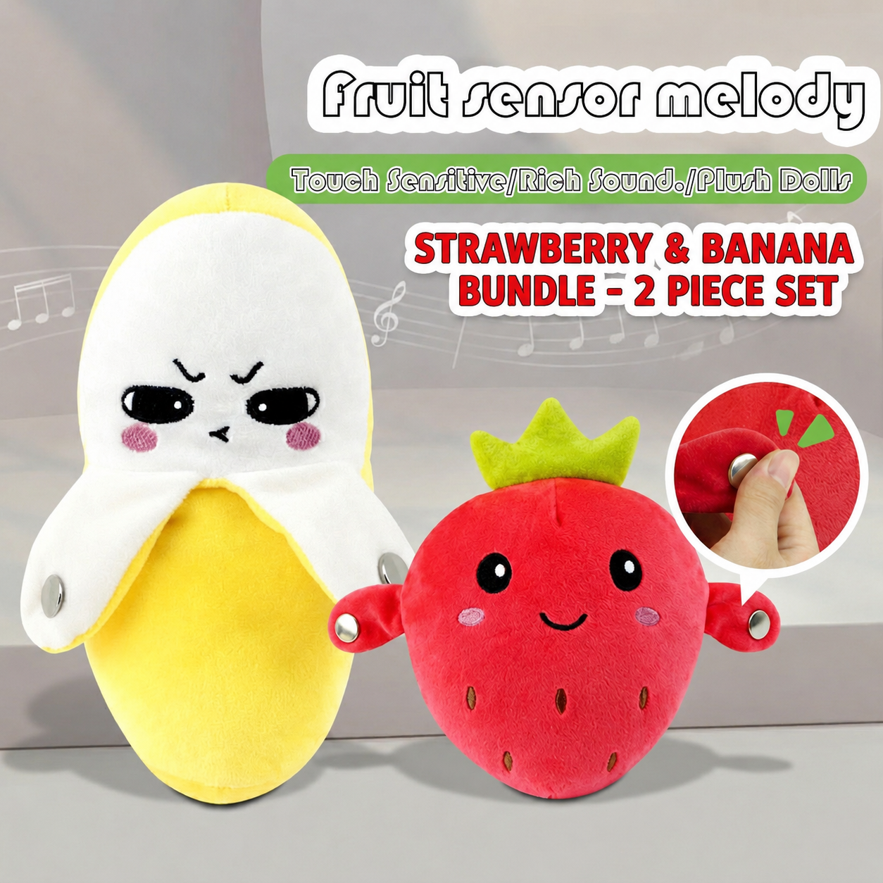 🔥Last Day 49% OFF - 💖Interactive Music Plush Toy Set🍌🍓🥕