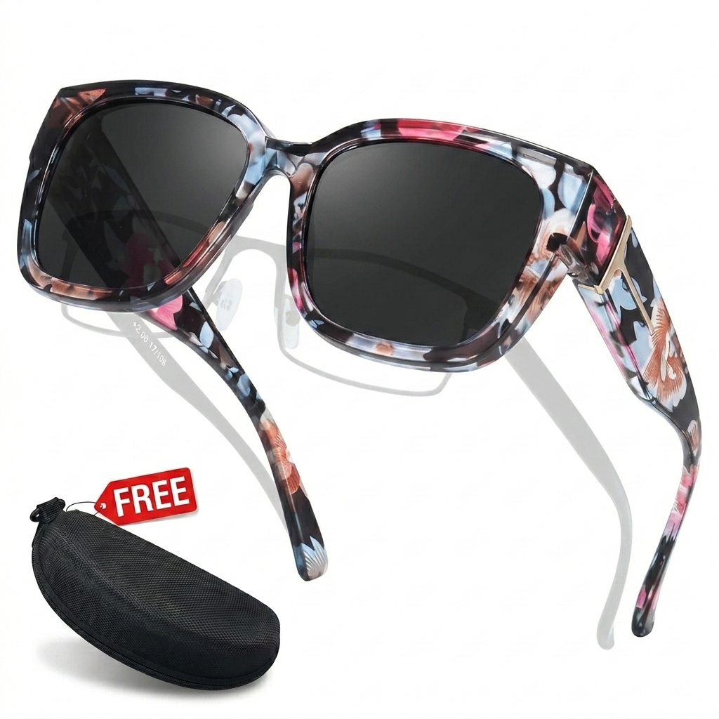 🕶️ Polarized Fit Over Sunglasses for Women – UV400 Protection Floral Frame Wear Over Prescription Glasses