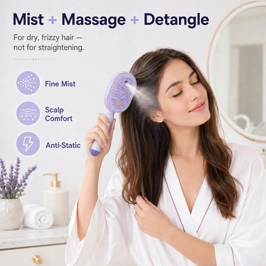 ✨Anti-Frizz Hydrating Spray Massage Brush