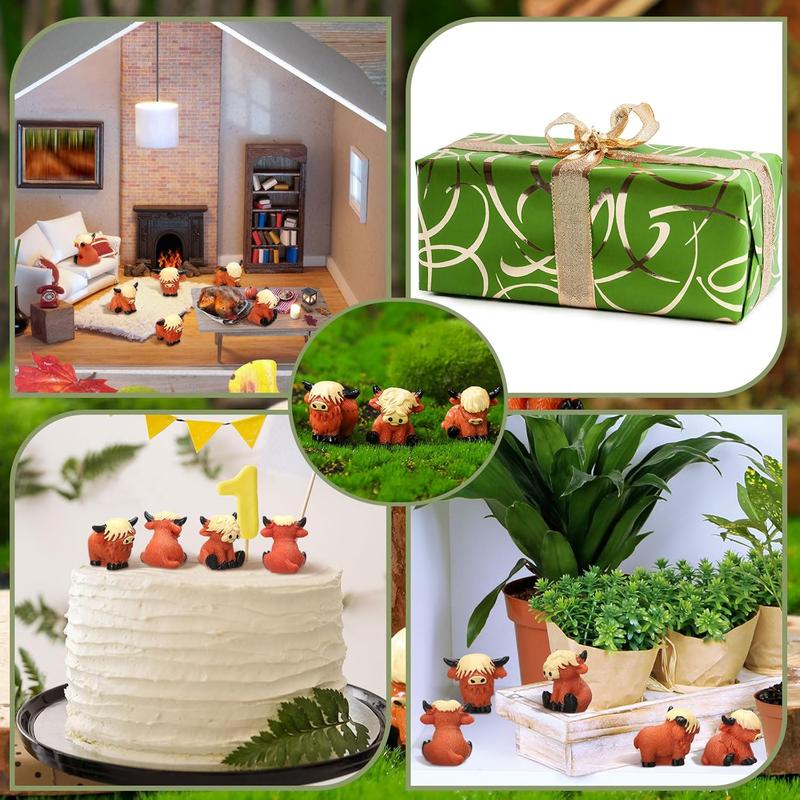 🐂🥚Easter Egg Hunt Alternative: Mini Highland Cow Figurines for Hide & Seek - Adorable Resin Cow Decorations for Party Favors, Easter Basket Stuffers & Home Decor💕