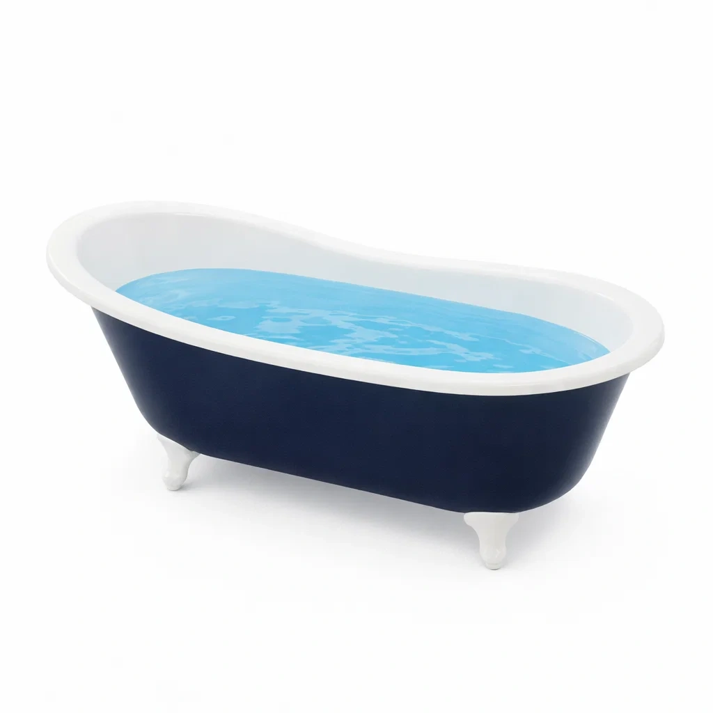 Vasca da bagno indipendente ovale in plastica blu e bianco-CHICLIVINGVIBES