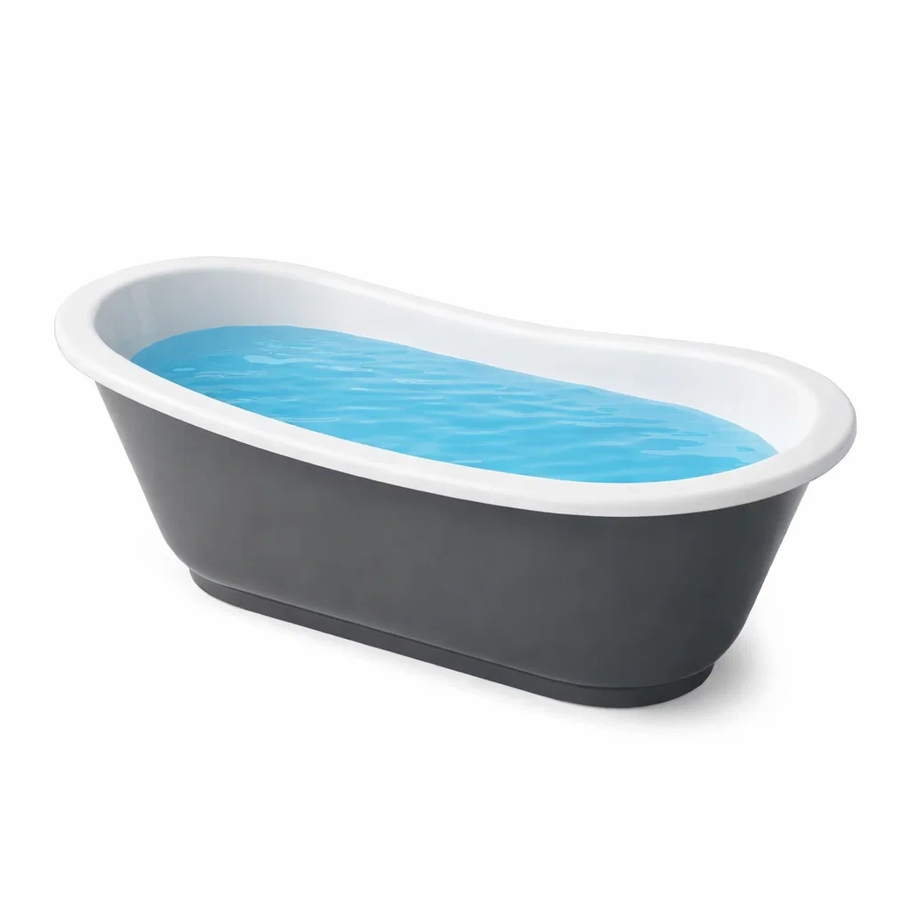 Vasca da bagno indipendente ovale in plastica grigio bianco-CHICLIVINGVIBES