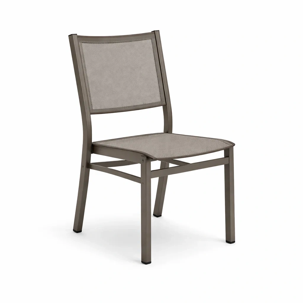 Sedia da pranzo da esterno in alluminio e tessuto grigio-CHICLIVINGVIBES