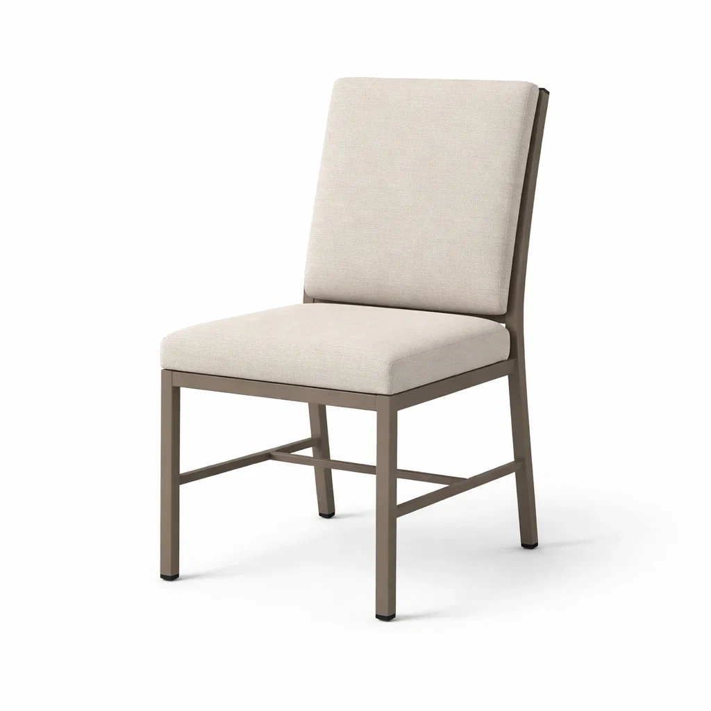 Sedia da pranzo in tessuto beige con struttura in metallo-CHICLIVINGVIBES
