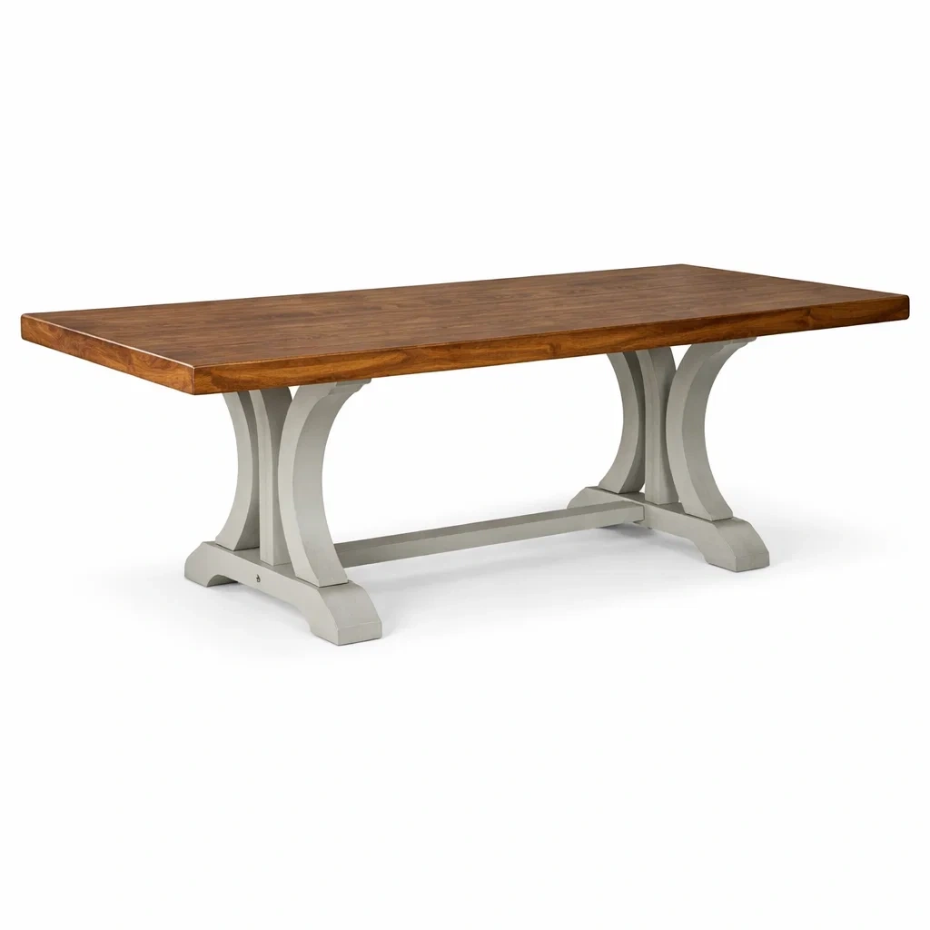 Tavolo da pranzo rettangolare in legno di quercia e acciaio verniciato-CHICLIVINGVIBES