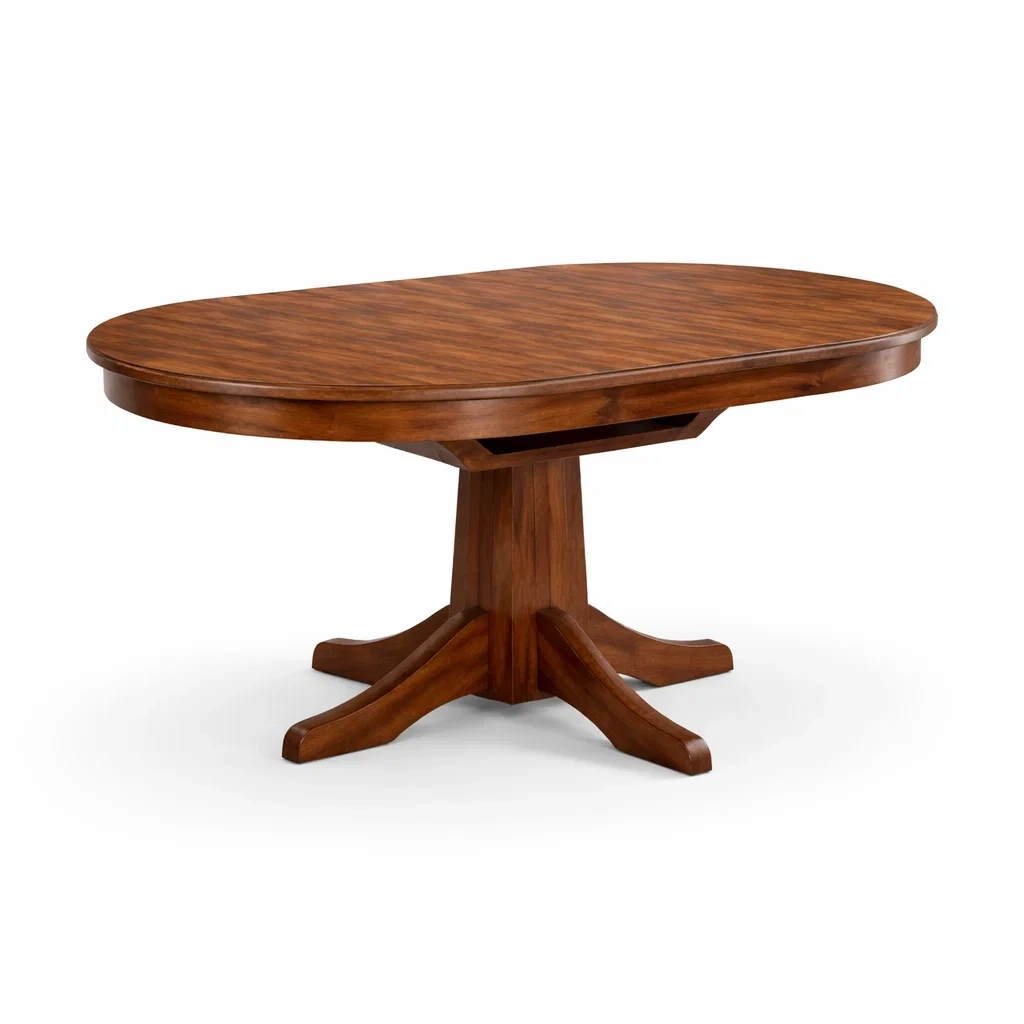 Tavolo da pranzo ovale in legno massiccio noce-CHICLIVINGVIBES