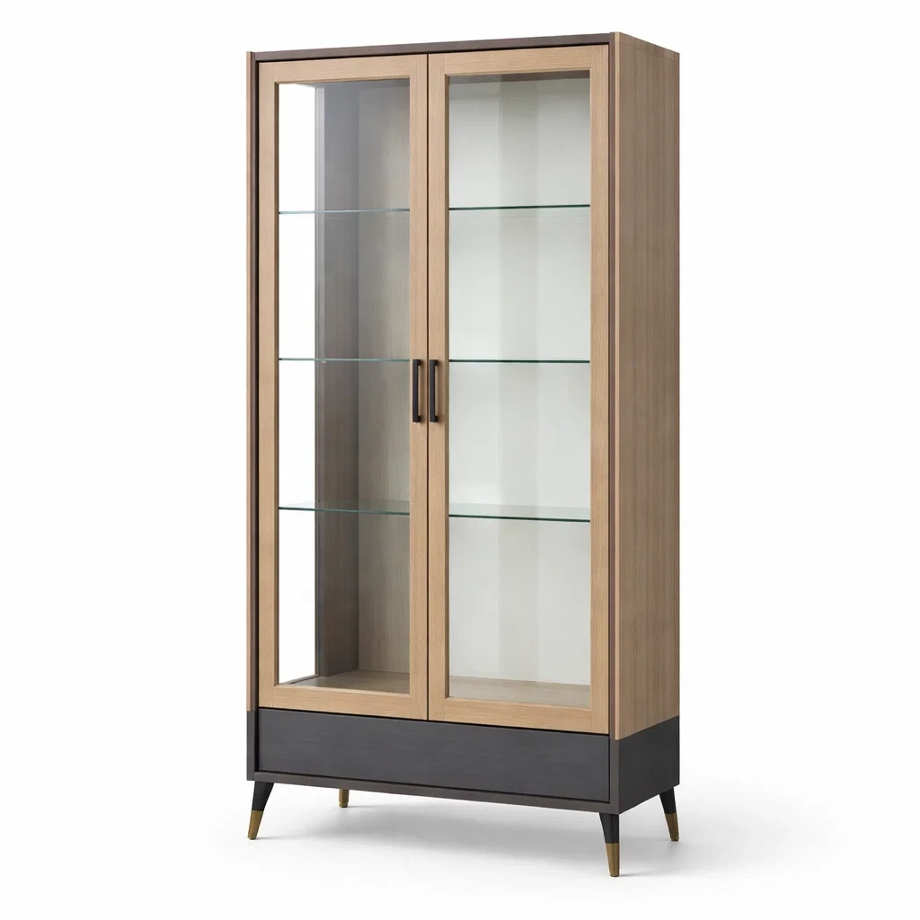 Vetrina in legno e vetro temperato con due ante-CHICLIVINGVIBES